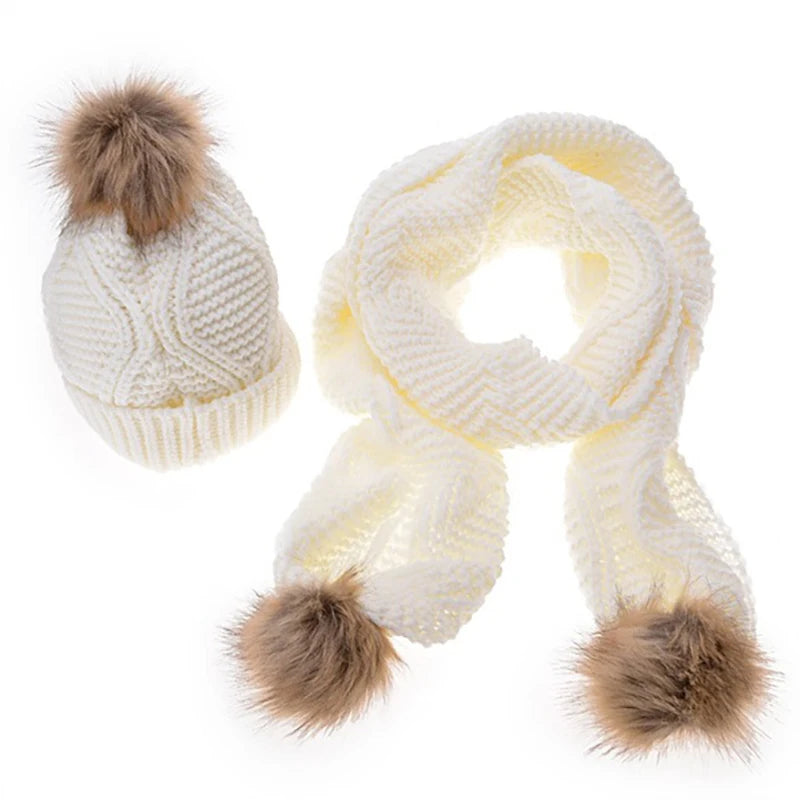 Wool Fuzzy Knitted Custom Winter Beanie Women Men Hat Caps Scarf Set Designer Team Logo Faux Fur 100% Wool Camouflage Character