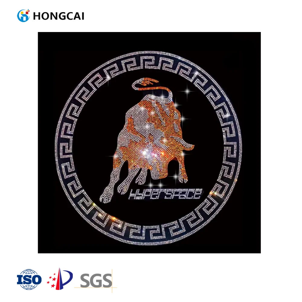 Hongcai High Density Rhinestone Print Transfer Custom Design Rhinestone Heat Transfer Hot Fix Rhinestone Pattern Iron on