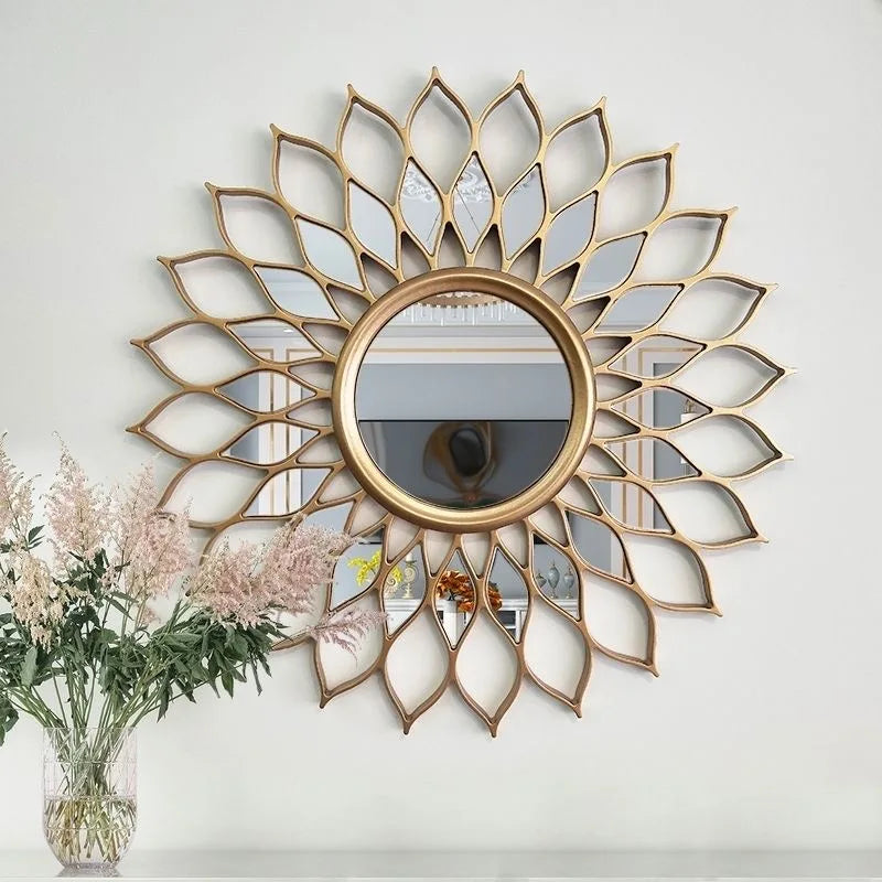 50cm American Light Luxury Metal Decoration Mirror Porch Sunglasses Living Room Dining Room Background Wall Hanging Decoration