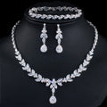 Noble TemperamentElegant Bridal Jewelry High-end AAA Zircon Necklace Earrings Bracelet Three-piece Set