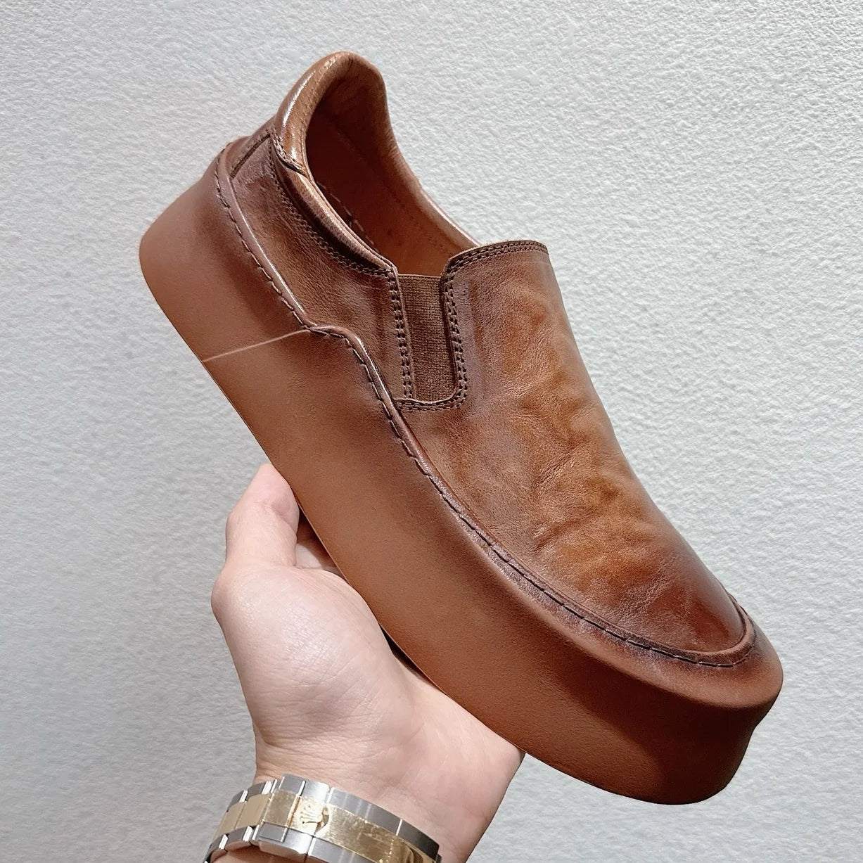 AMPLE Luxury Design Office Black Genuine Leather Loafers Slip-On for Men Spring Winter Casual Moccasin Shoes