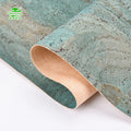 INFOCORK Factory Wholesale Retro Coating Teal Blue Bread Vein Cork Leather - for Shoes Bags Mats Eco-Friendly Textured Durable