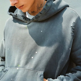 KY Vintage Pullover Blanks Oversized Hoodie Paints Acid Wash Distressed Sun Faded Hoodie Unisex