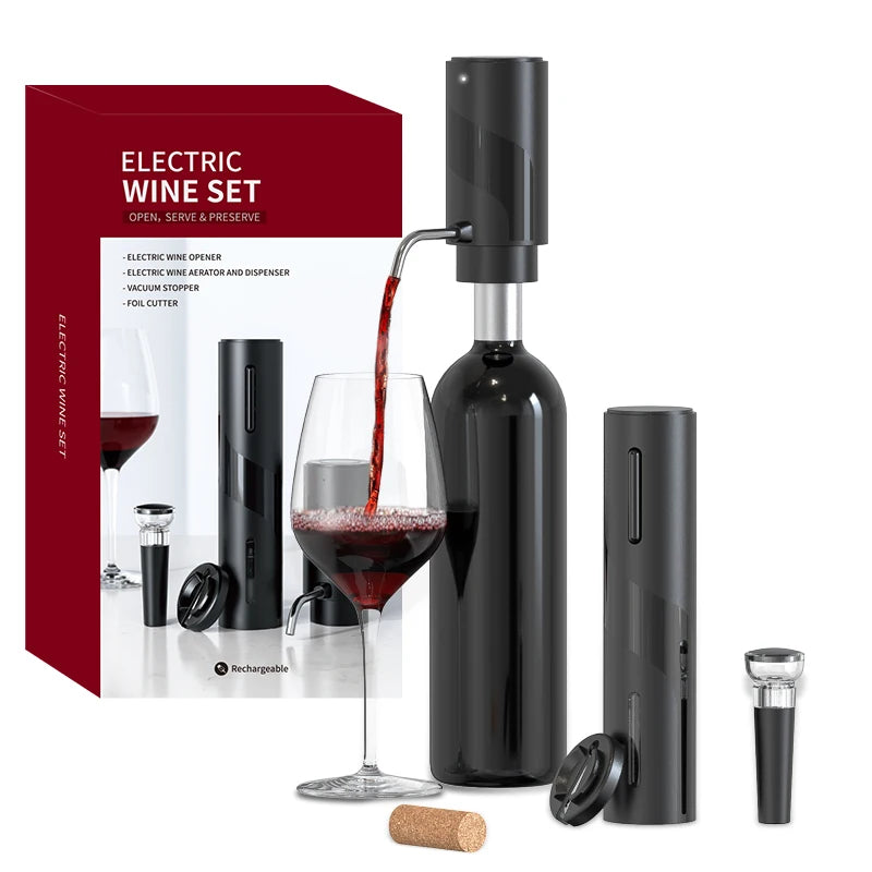 4In1 Wine Set Electric Bottle Opener Gift Rechargeable Convenient Bar Bottle Opener Set