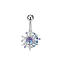 Stainless Steel Body Jewelry Fish Scale Belly Ring Starry Sky Stone Blue Micro Inlaid Zircon Navel Ring SunMoon Puncture Jewelry