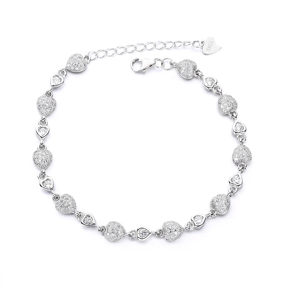 Fashion Heart-shaped Crystal 925 Silver Bracelet Fashion Accessory Women Bracelet