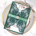 Dark Green Laser Lace Invitation Card Beautiful Wedding Cards and Birthday Invitation Cards Save the Date