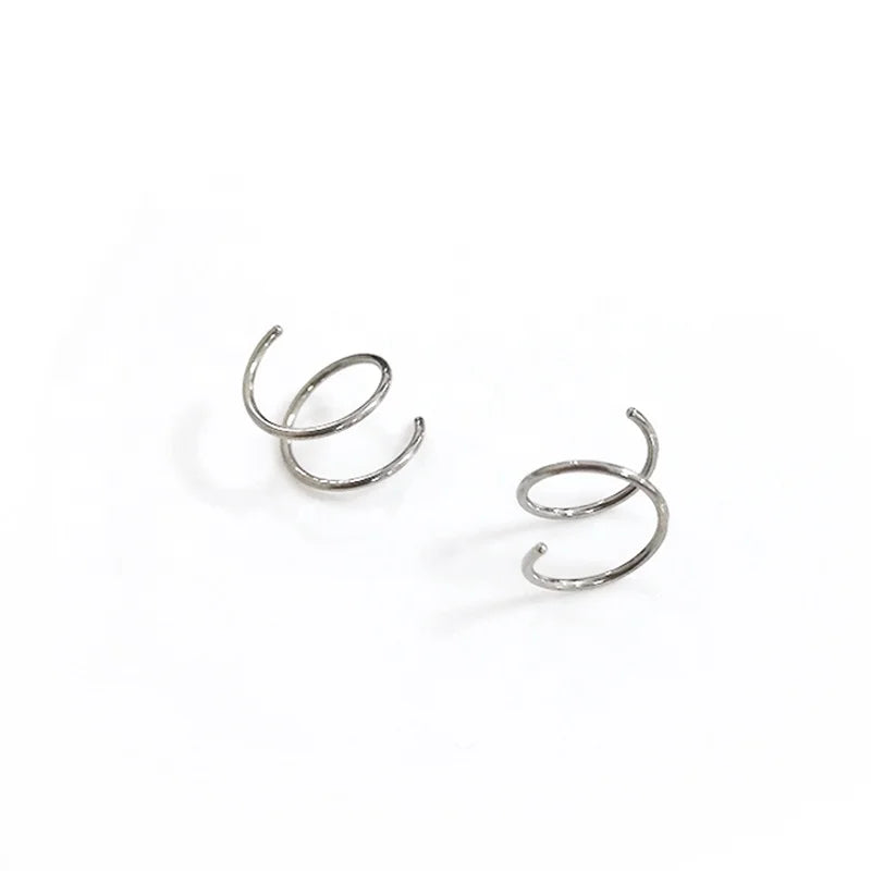 European American G23 Zircon Nose Ring Double Hoop Spiral Earrings Wedding Fashion Body Jewelry Surgical Titanium Alloy Hook
