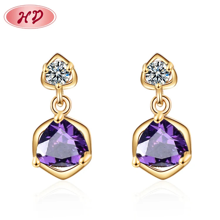Bijouterie Joyeria Wholesale Earrings Women Cubic Zirconia Earrings 18K Gold Women Earrings Drop Stud Jewelry for Gift Wholesale