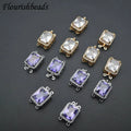 Wholesale Good Quality Metal Brass CZ Paved Rectangle Shape Fine Double Hole Charm Pendant for Jewelry Necklace Bracelet Making