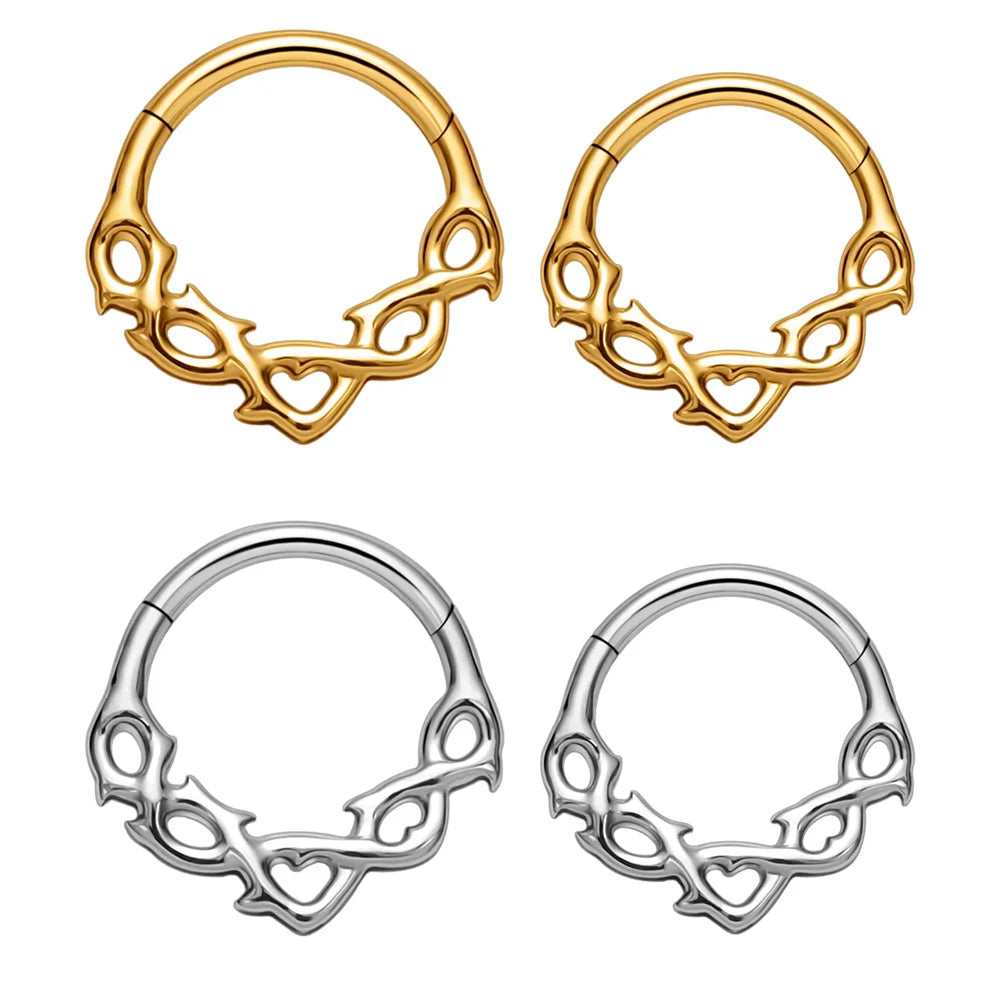 G23 Titanium 16G Nose Septum Hoop Rings Tree Branches Shaped Earrings Cartilage Helix Daith Conch Ear Piercing Jewelry