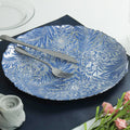 Wholesale Glass Tableware Irregular Blue Green With Silver Leaf Pattern 13Inch Glass Charger Plate for Wedding Dinning Table