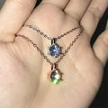 18K Gold Plated Moissanite Pendant Necklace Women 3 Carat Simulation Diamond Classic Six Prongs Stainless Steel Link Chain 99%