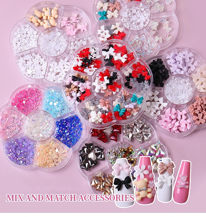 3D Nail Art Resin Bow Tie 5D Bow Tie Nail Art Charms Kawai Nail Art Heart for DIY Manicure
