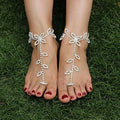 Full Crystal Chain Anklet Personality Shoes Jewelry Beach Leaf Rhinestone Anklets for Women