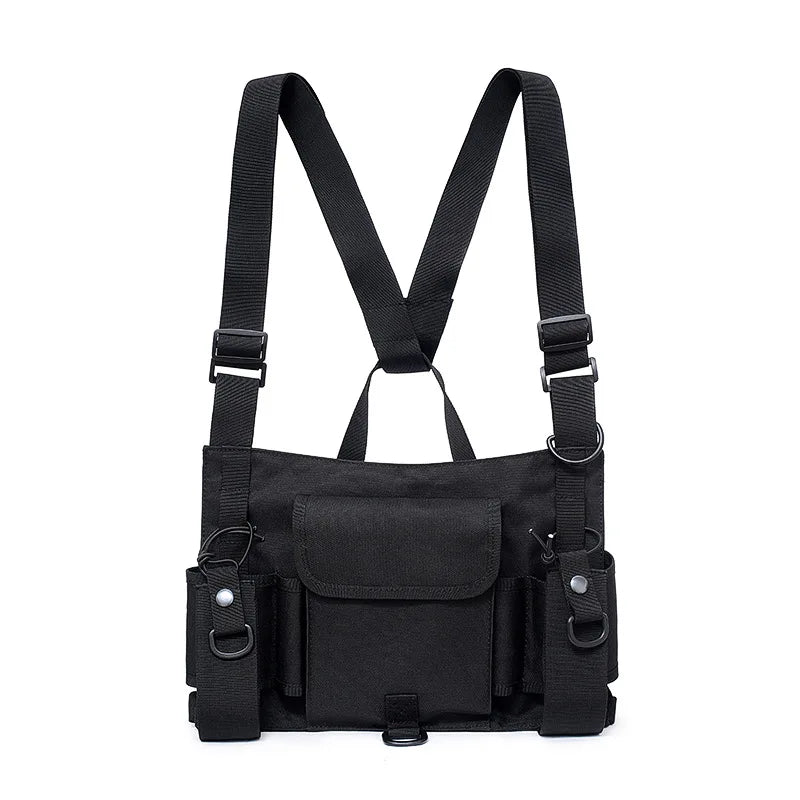Tactical Shoulder Chest Rig Bag Hip Hop Streetwear Men Outdoor Functional Waist Packs