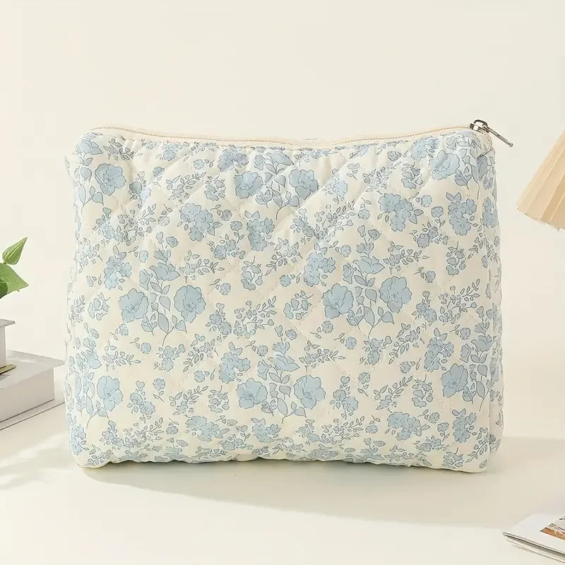 Floral Pattern Handheld Makeup Bag Cosmetic Storage Bag Toiletries Organizer Great Birthday Gift for Women Girls