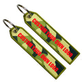 Best Factory Custom Made Brand Logo Red Woven Key Tag Flight Crew Fabric Keychain No MOQ Embroidery Keychain