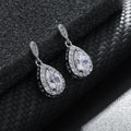 New Arrival Gold Plated Sparkling Halo Pear Cut Cubic Zirconia CZ Crystal Drop Bridal Earrings for Women for Wedding Anniversary