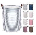 Custom Eco-Friendly round Shape Collapsible Cotton Laundry Basket Foldable Tote Bag for Home Clothes Storage with Drawstring