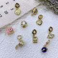 CZ9071 Gold Large Hole Enamel Camera Heart Bead Passport Travel Theme Heart Evil Eyes Coffee Mug Cup Pot Dangle Charms Pendants