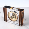 China Supplier Beautiful Shape Wedding Favor K9 Crystal Clock 15cm for Guest Giveaway Souvenirs with Custom Logo and Wooden Box