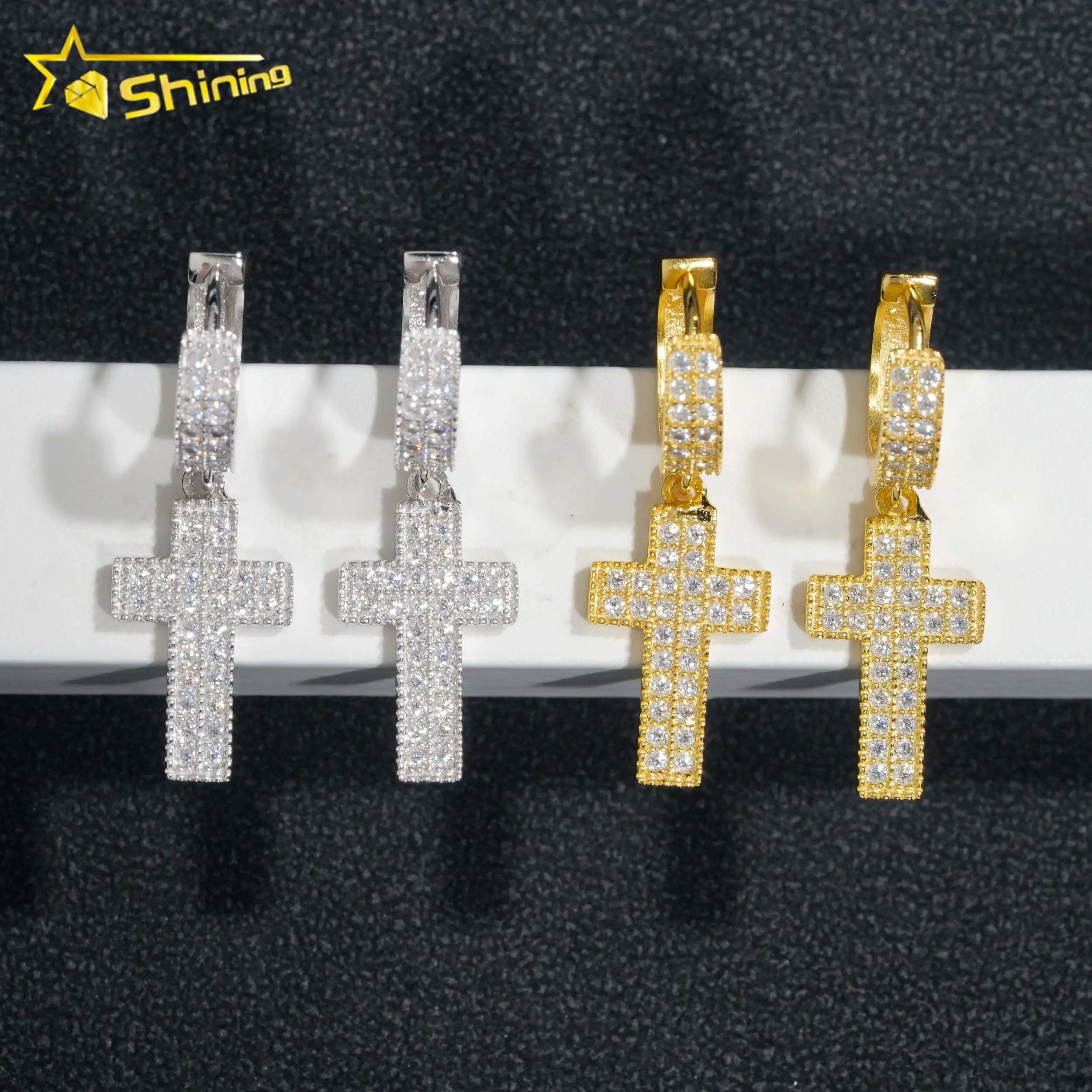 Factory Price Vvs Moissanite Diamond Women Jewelry Custom 18k Gold Plated 925 Sterling Silver Hoop Earrings