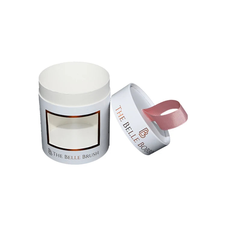 Custom Round Cylinder Paper Box Packaging Food Candy Cardboard Tube with Clear Window and Ribbon Tag