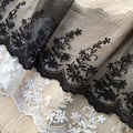 Fashion White Black Flower Embroidery Lace Trimming Fabric for Lingerie Underwear Bra Clothing