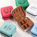 Women Leatherette Engraved Customized Earring Ear Stud Box Portable Jewelry Storage Case Wedding Gift Personalized Jewelry Box