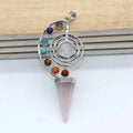 Hongzhuo Cone Shape Natural Stone Pendulum Crystal Yoga 7 Chakra Spiral Hexagonal Cone Pendant Rose Quartz Reiki Healing Pendulum Jewelry