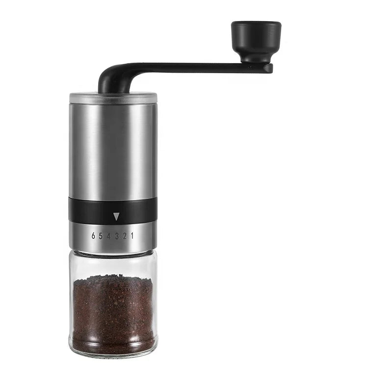 18/8 Stainless Steel 1 Cup Glass Jar Plastic Handle Ceramic Corn Hand Manual Coffee Mill