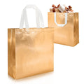 Reusable Glitter Gift Glossy Non Woven Laminated Shopping Metallic Tote Bag with Handles Non-woven Fabric Bag for Cosmetics.