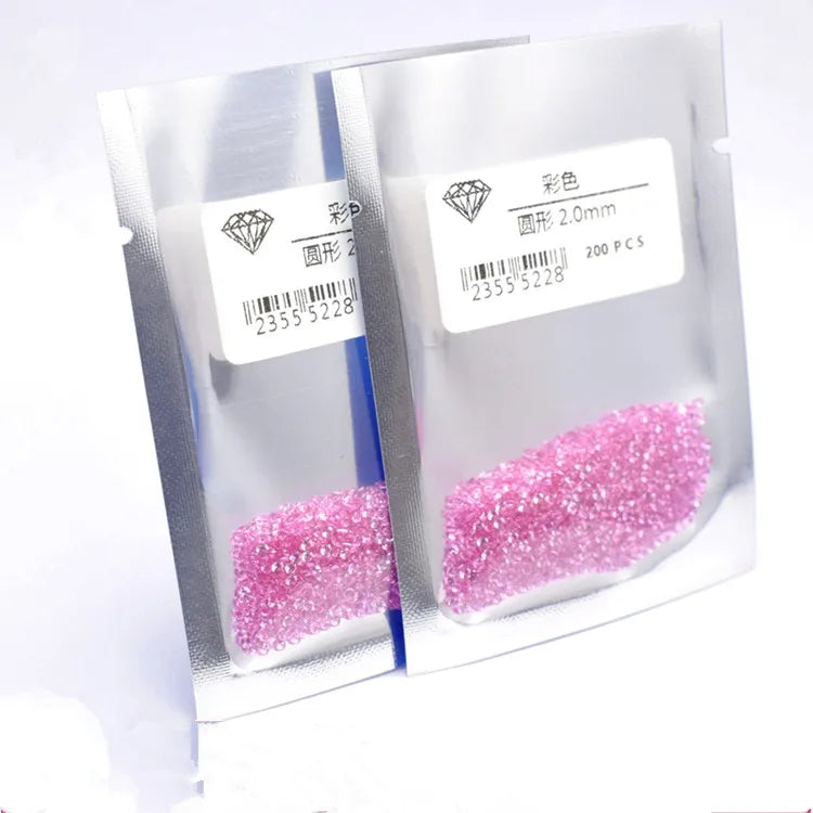 Hot Sale 1000pcs/Bag  Lab 1mm 2mm 3mm Melee Dark Red Round Rose Gemstone pink  Ruby