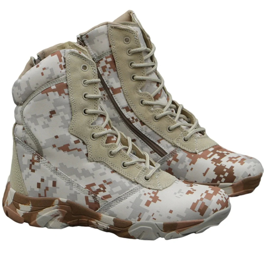 Double Safe Manufacturer RTS Digital Leather Desert Camouflage Waterproof Non Slip Lace-up Hiking Hunting Jungle Tactical Boots