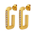 Women's 18K Gold Plated Stainless Steel Zircon Cuff Earrings Trendy Fine Fashion Jewelry for Anniversary Gifts