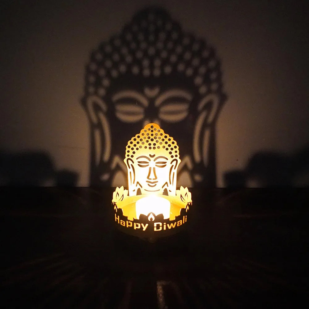 New Projection Candlestick Iron Candle Stand Lantern Festival Elephant God Buddha Statue Festival Atmosphere Decoration