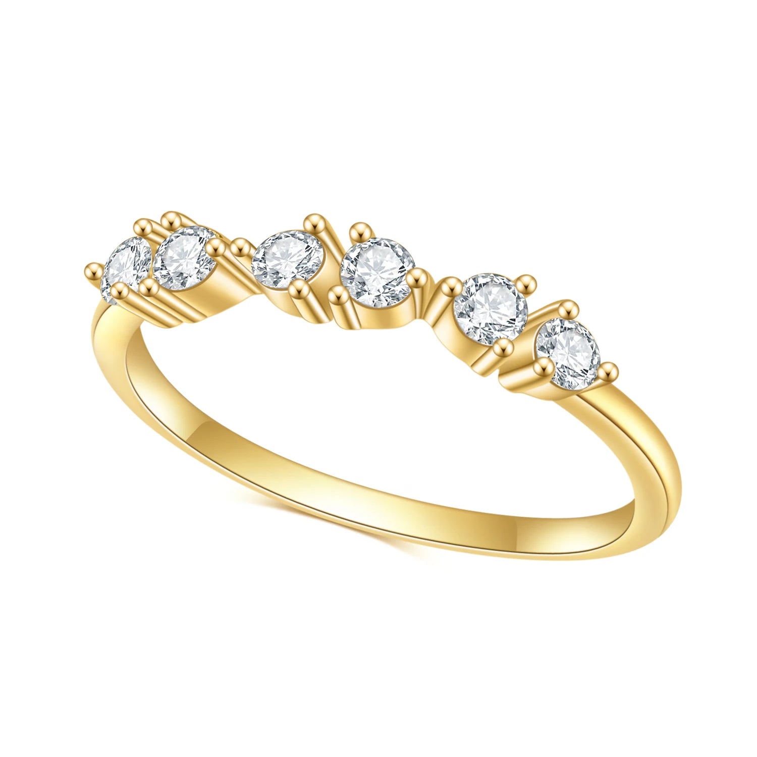 OL0954 Abiding Custom Gold Vermeil Jewelry Brand New Round Cut White Cubic Zirconia 14K Gold Plated Women Gemstone Band Rings