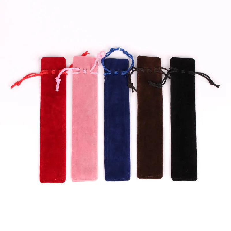 Cheap Custom logo Portable Bag Sleeve case Soft Light Weight Drawstring Velvet Pen Pouch for Promotional Gifts with String