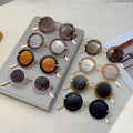 Vintage Circle Shape Luxury Ladies Sunglasses Round Faces Yellow Sunglasses for Adult Round