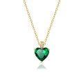 Hot Selling No Fade Titanium Steel Luxury Pendant Necklace Crystal Diamond Love Heart Emerald Necklace