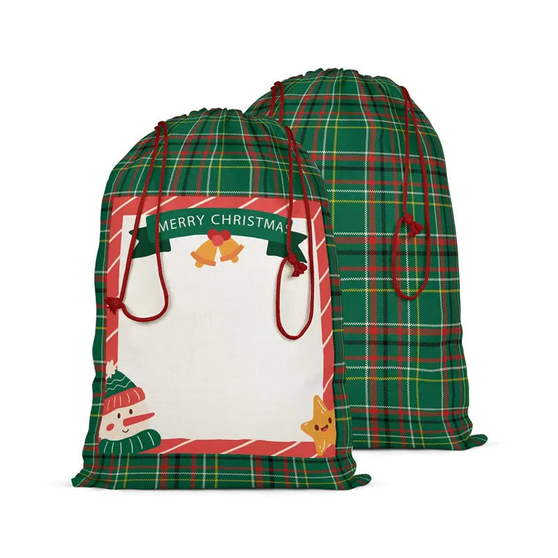 Sublimation Blank Christmas Santa Sacks Bag Large Christmas Decoration Candy Gift Kid Bags Canvas Burlap for Heat Printing