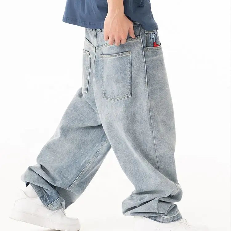 AeeDenim 2024 Plain Baggy Jeans Men's Oversized Jeans Men Hiphop Jeans Streetwear Baggy Pants