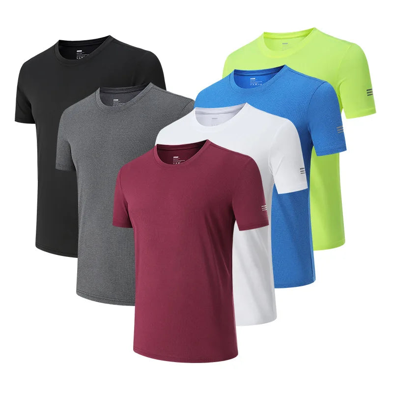 Customized 100% Polyester Gym T-Shirt Quick-Dry Knitted Solid Color Short Sleeve Loose Fit for Outdoor Running & Casual Sports