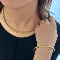 Classic Women's High Quality Solid Pipe Stainless Steel Jewelry Set Fashion Gold Silver Color Daily Wear Waterproof