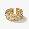 925 Sterling Silver Small Beaded Texture Wedding Anniversary Trendy Party Ring Gold Plated Open Thick Adjustable Rings for Women