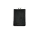 Bestom Men's Portable Business ID Card Holder Black Genuine Leather Foldable with Visual Windom for Men