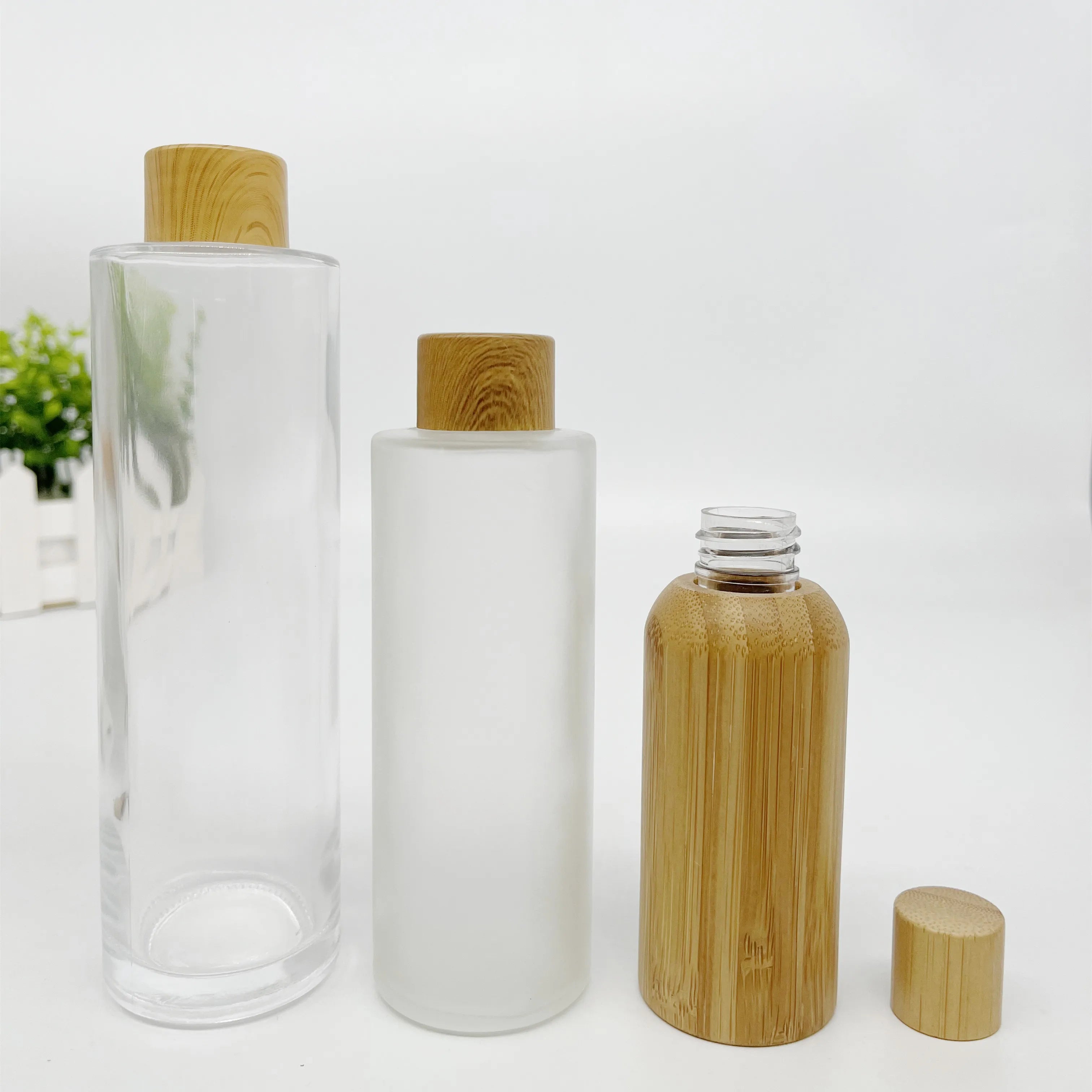 20g 30g 50g 100g 15ml 30ml 60ml 100ml  120ml Frosted clear Glass Bamboo Spray Bottle Cosmetic Cream Jar 30g 50g 100g 150g 200g