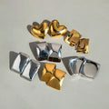 Luxury Statement Stainless Steel 18K Gold Plated High Polish Big Chunky Geometric Square Stud Earrings for Women Fashion Jewelry