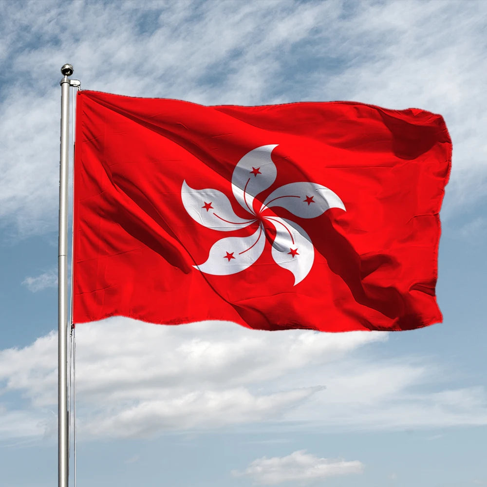 Flagnshow 3x5 ft Flying Polyester 90x150 cm Screen Printing Hong Kong Flag